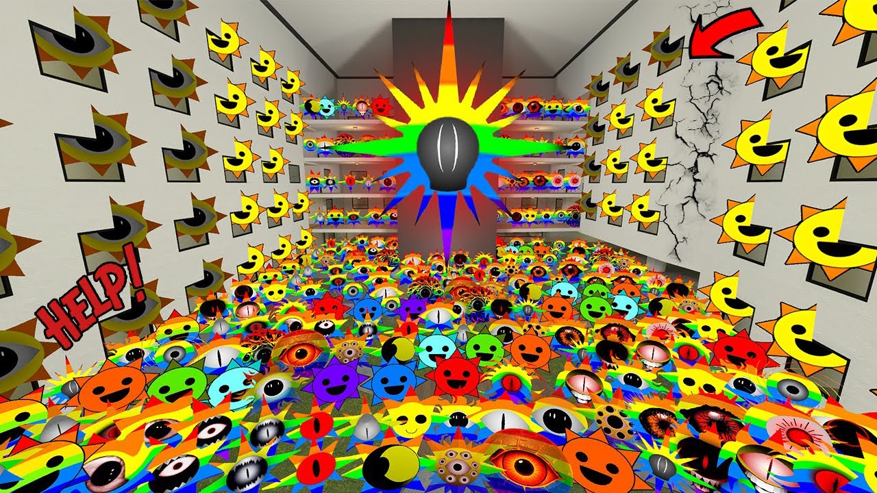 BIG RAINBOW SPRUNKI MR SUN PHASE 17 WANTS ME TO HELP THEM FROM FULL HOTEL OF ANGRY NEXTBOTS in Gmod