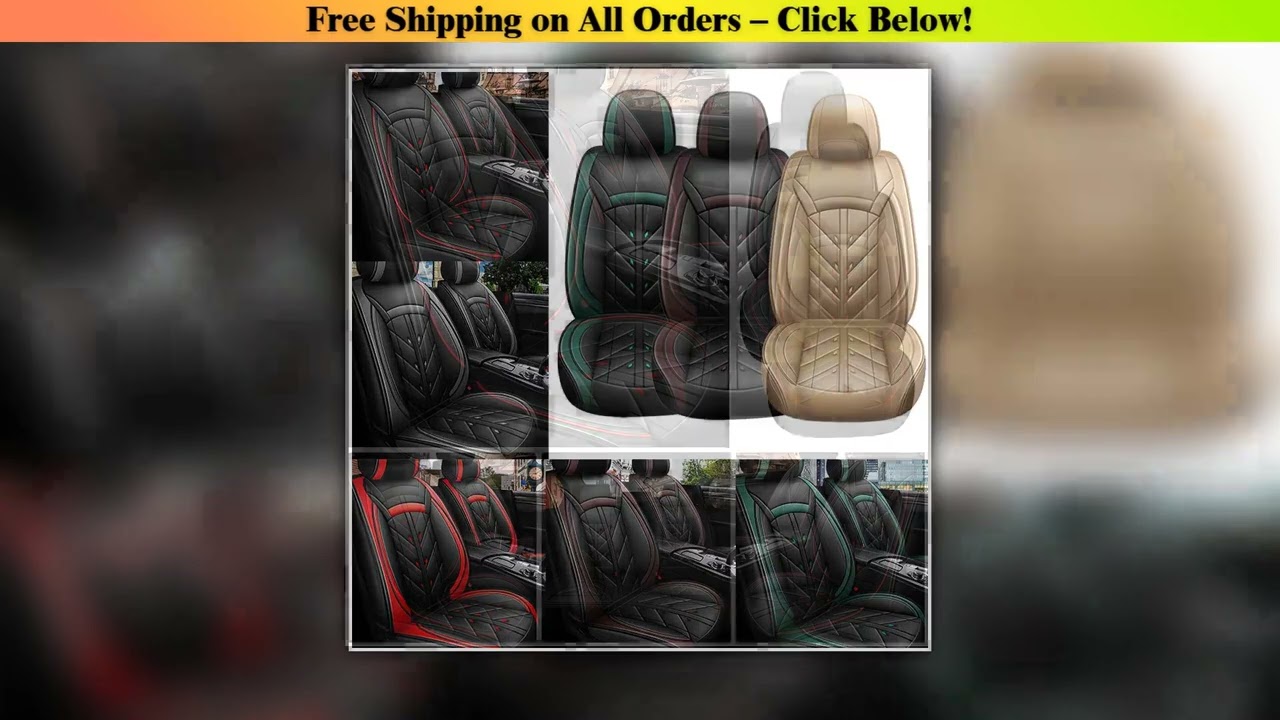 5-Seater Car Seat Cover Full Set Universal Deluxe Front Rear Cushion, PU Leather Cushion