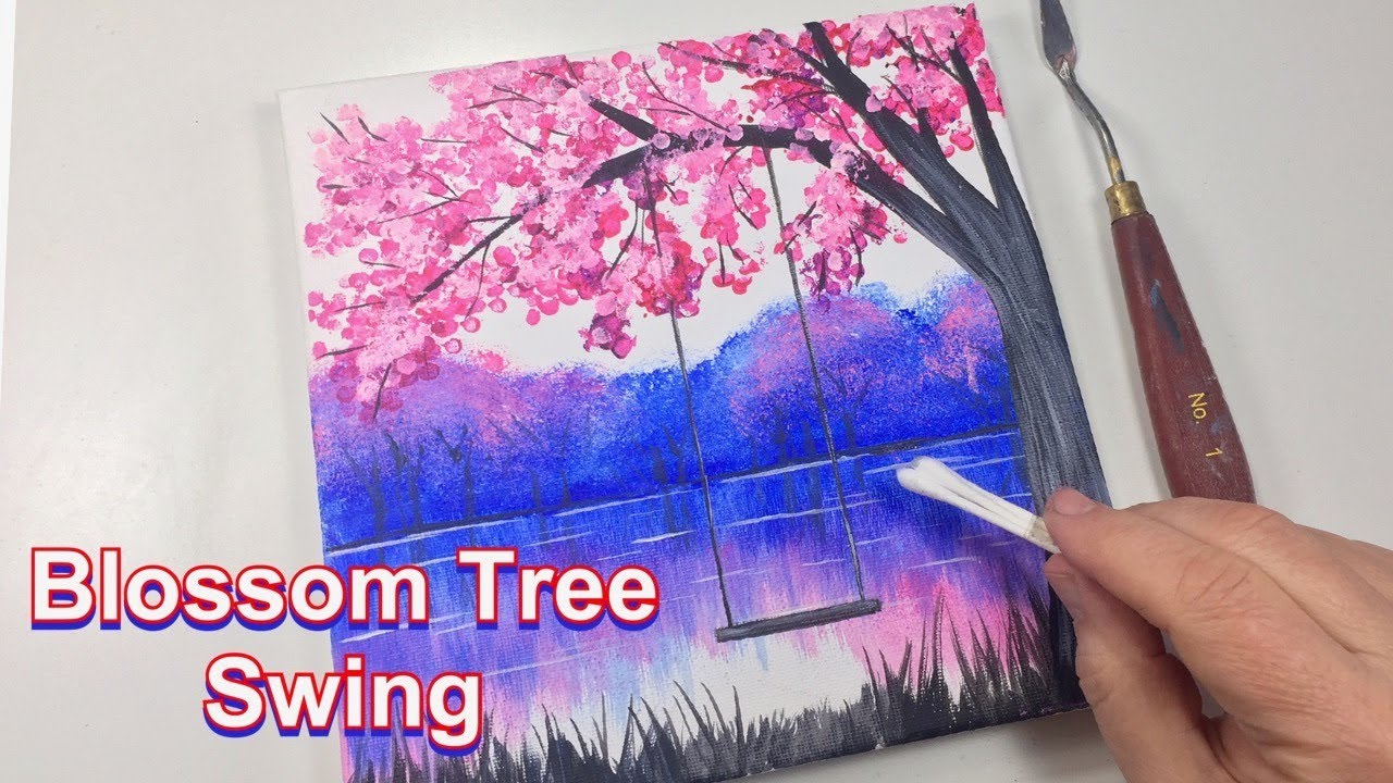 CHERRY BLOSSOM TREE / EASY ACRYLIC PAINTING / How To Paint For ...