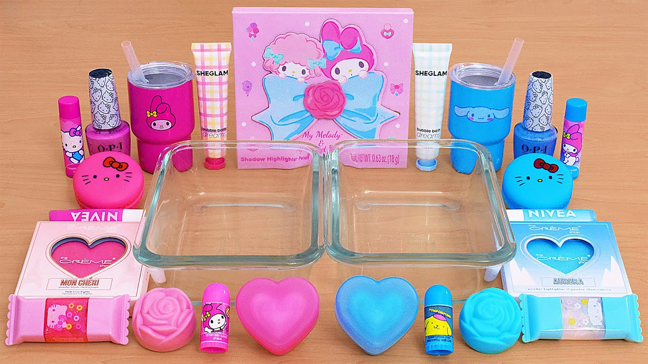 Pink vs Blue - Mixing Makeup Eyeshadow Into Slime ASMR - YouTube