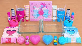 Pink Vs Blue - Mixing Makeup Eyeshadow Into Slime Asmr