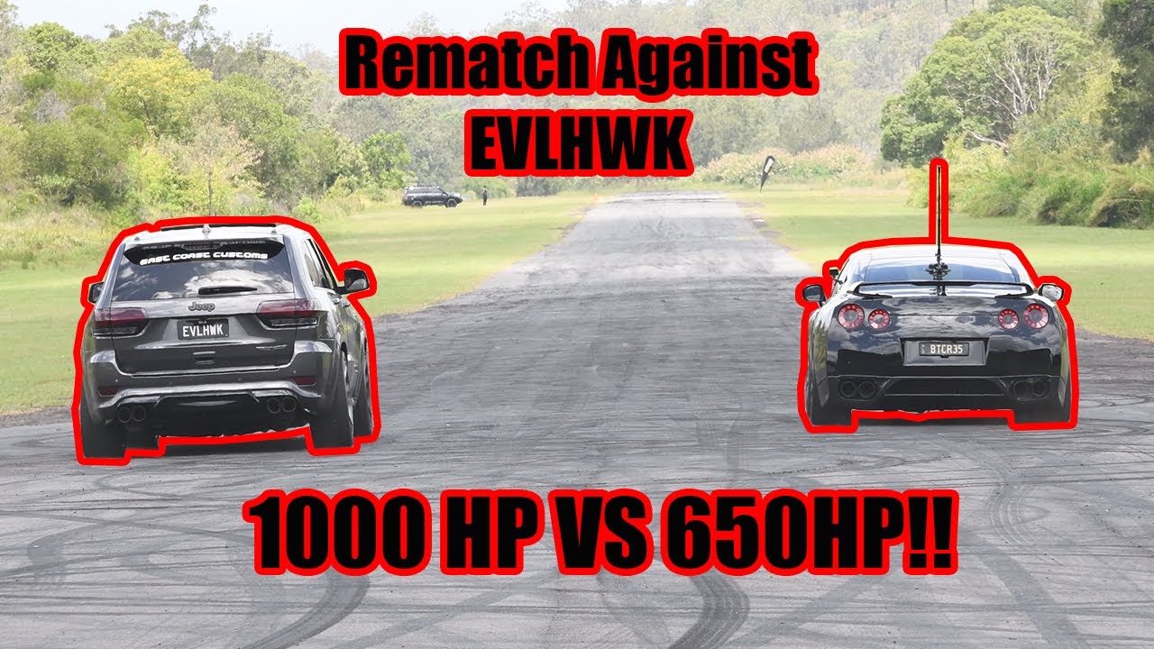 1000HP Jeep Trackhawk chops my GTR at ABANDONED airport!