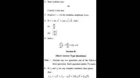 BCA -4 sem - Maths -III (May 2019)- Question paper #CCSU