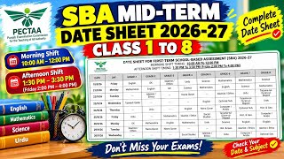 SBA Date Sheet 2026 Announced | First Term Exams | Class 1 to 8 Punjab
