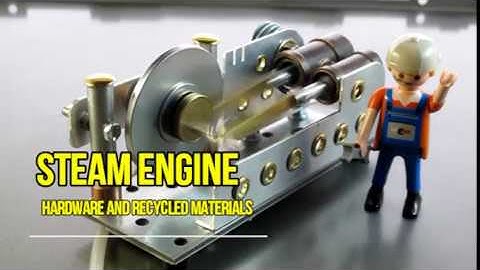 Steam engine running compressed air  - Recycled materials