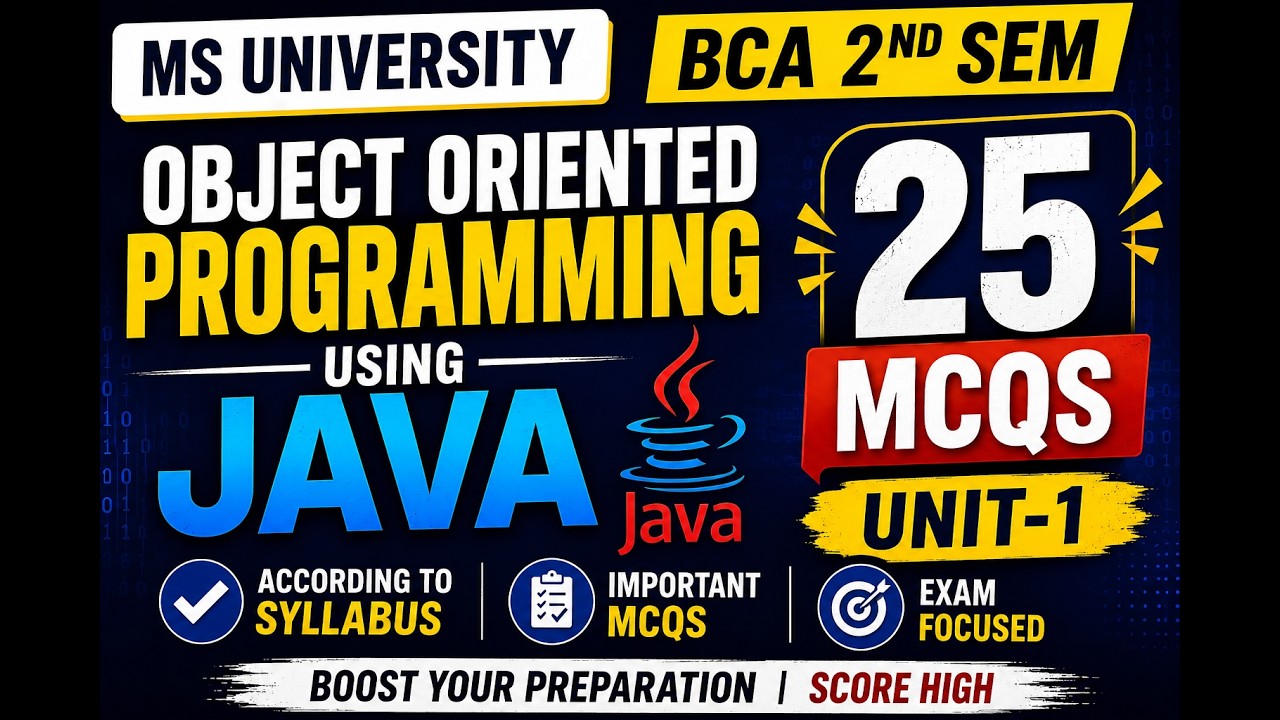 Object Oriented Programming using JAVA 25 MCQS | OOPs & Java | BJ ...