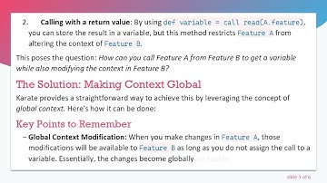 How to Call Features in Karate for Context Modification and Variable Return