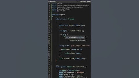 C#:(#7) Serialize Object write JSON to DISK. Newtonsoft. #shorts