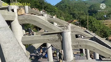 Nhà sàn bê tông 2 gian 2 trái kẻ truyền hoa nổi phong cách nhà cổ kết hợp bếp đổ mái bằng