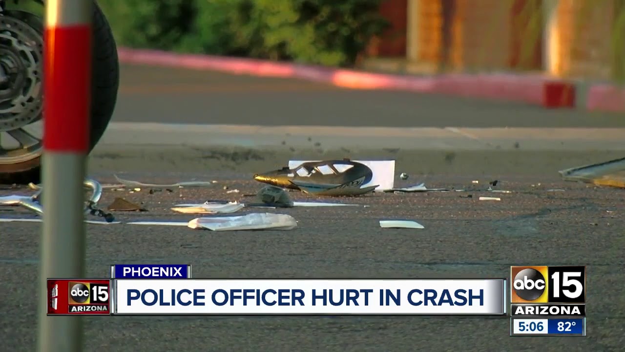 Phoenix officer seriously hurt after driver hits motorcycle - YouTube