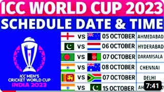 ICC World Cup 2023 Schedule Time Table | World Cup 2023 Schedule | 2023 World Cup Schedule