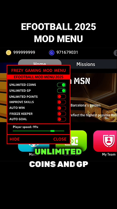 efootball 2025 Mod Apk Unlimited Coins and GP | eFootball PES 2025 Mod Menu