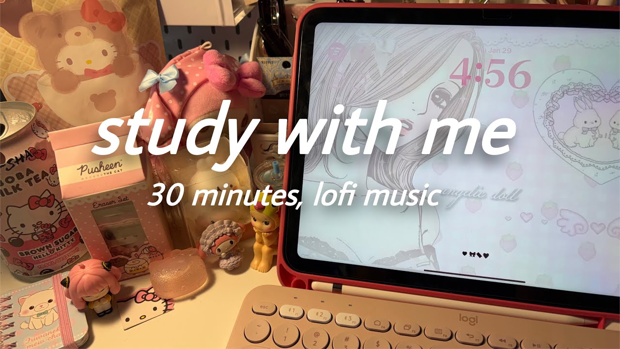 study with me if you’re overwhelmed 🕯️📚 🎀 | lofi music • cozy pink desk ...