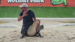 Paul Bedard from the Gator Boys in an Alligator Wrestling Show!