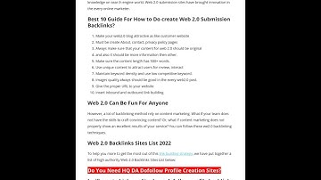 Top 50+ High Quality Do-follow Web 2.0 Submission Sites List 2022 | Web2.0 Backlinks Sites