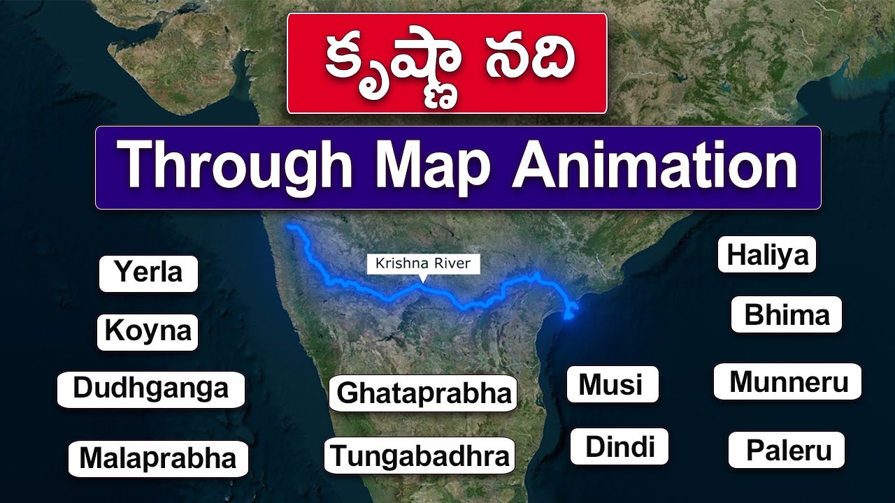Krishna River Through Map Animation | Indian River System | iRise Academy