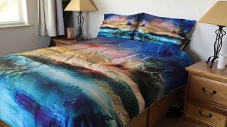 Nautical Bedding Under the Sea Duvet Bedding Set - Blue and Beige
