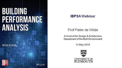 Building Performance Analysis:  a brief book introduction on May 31, 2018