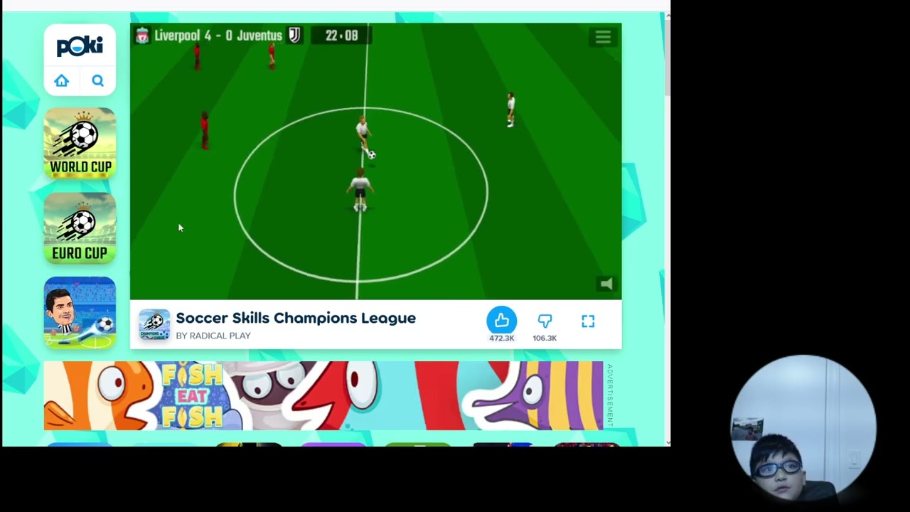 Aadit plays 'Soccer Skills Champions League' on Poki.com 