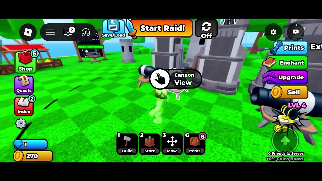 Playing  roblox defend your castle, reaching to wave 15 