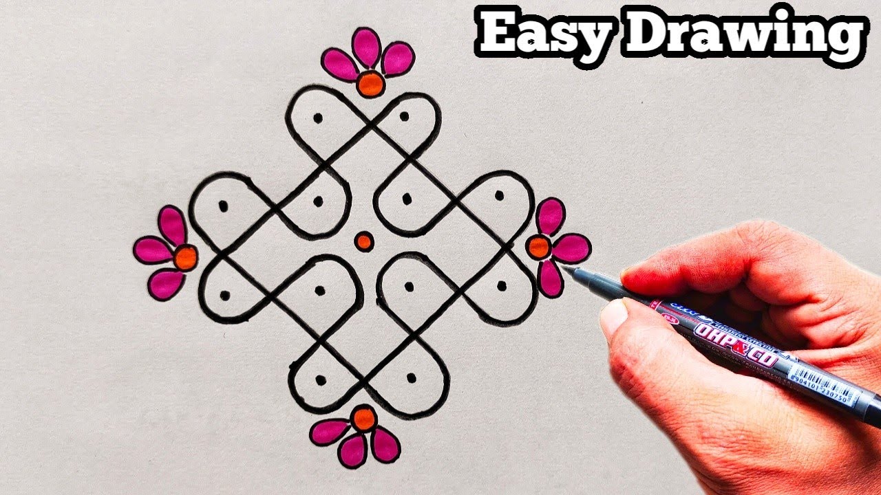 Easy Rangoli Designs With Dots For Kids