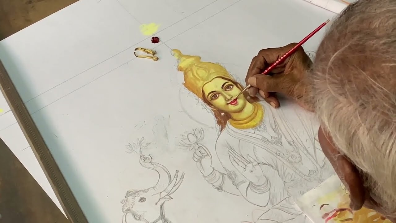 How to Paint Face of Goddess GAJA LAKSHMI (STATUE)