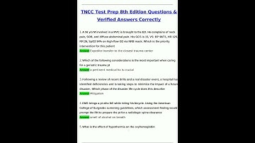 TNCC Test prep 8th Edition Exam Latest 2025 Actual Questions and Verified Answers 2025/2026 A Grade