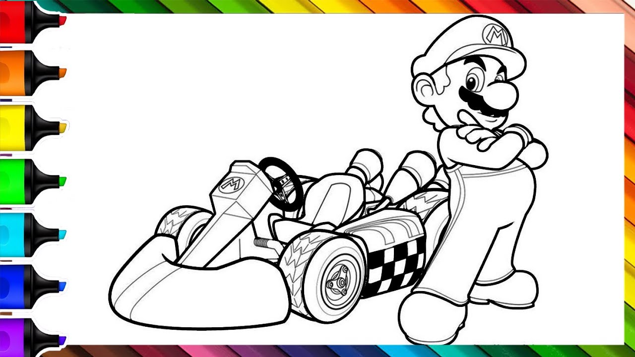 Super Mario Kart Coloring 🏎🎨 | Mario Racing Car Coloring Video