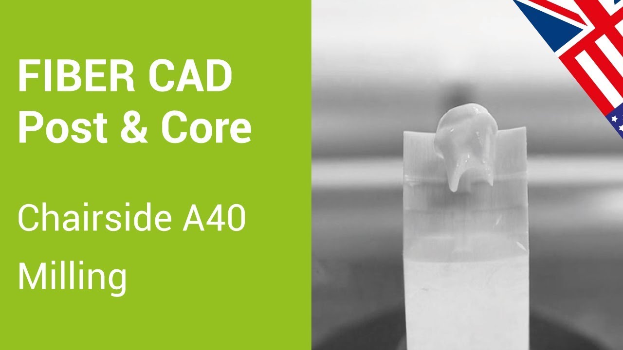 FIBER CAD - Post & Core - Chairside A40 - Milling - YouTube