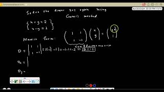 Solving 2x2 linear system using Cramer method