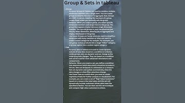 Groups and sets in tableau #shorts