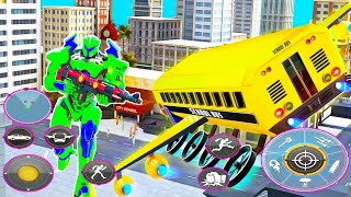 Flying School Bus Robot : Hero Robot Games - Android GamePlay #4 screenshot 5
