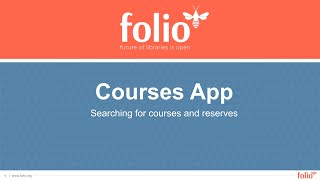 FOLIO Courses Search