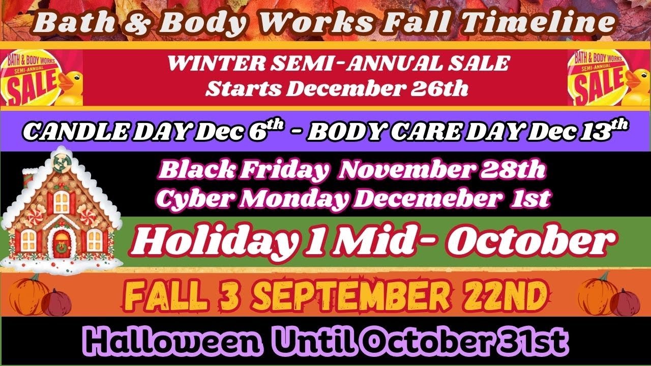 Bath & Body Works 2025 Calendar for Sales & Events