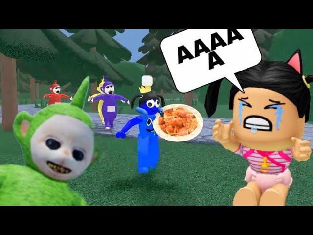 BEBÊ FUGINDO DOS AMIGOS COLORIDOS DO BABÃO MALVADO! Roblox