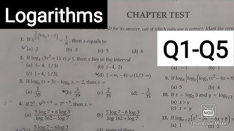 L1 | CHAPTER TEST | logarithms | Q1-Q5 | exercise solution | R.D. SHARMA jee mains Ark Mathematics
