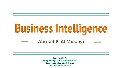 Business Intelligence, Lecture 1, Part 2