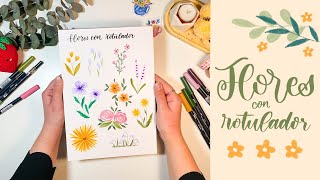 TUTORIAL FLORES CON BRUSH PEN || Flores fáciles con rotulador || Easy Flower Tutorial