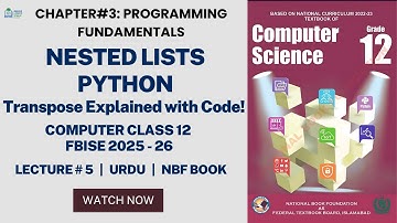Class 12 Computer Science Chapter 3 Lecture 5 | FBISE New Syllabus 2025