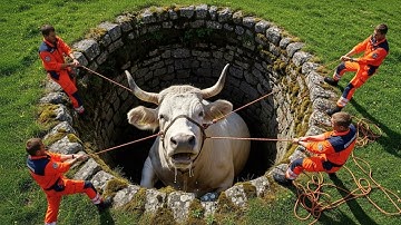 Heroic Rescue Team Saves Innocent Cow from Deadly Well Trap