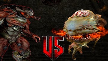 Cyberdemon vs Cacodemon - DOOM 3 Monster Infighting - RETRO ARENA - video game - boss battles