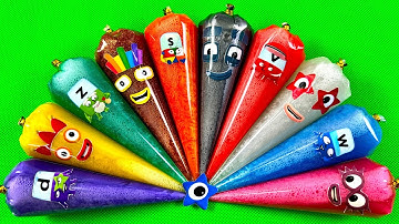 Numberblocks & Alphablocks | Looking SLIME with Piping Bag Coloring | Satisfying SLIME Video