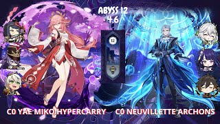 SPIRAL ABYSS FLOOR 12 ⭐ YAE MIKO HYPERCARRY & NEUVILLETTE ARCHONS