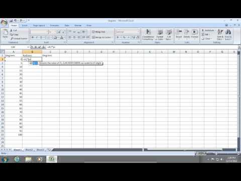 How to convert Excel 2007 from Radians to Degrees