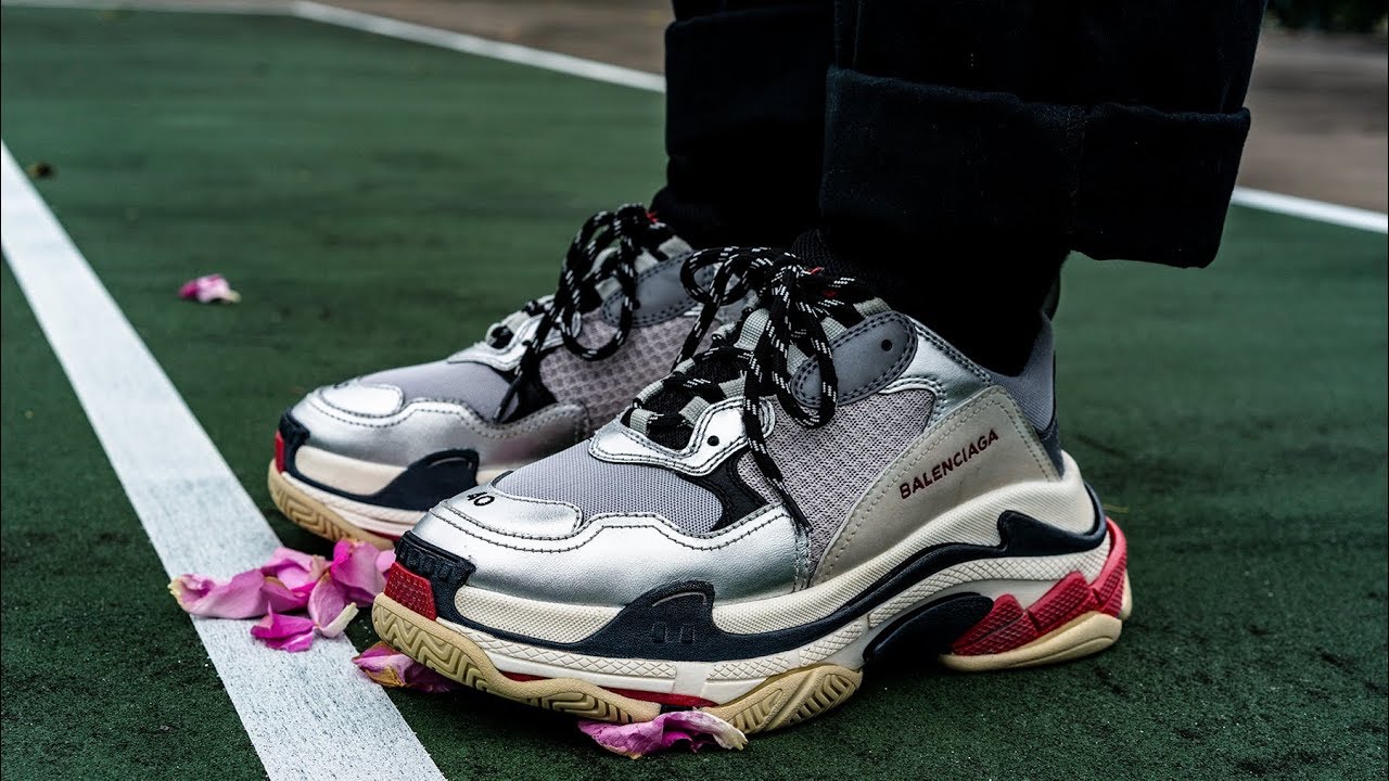 balenciaga triple s silver on feet