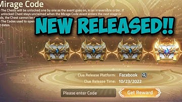NEW RELEASE CODE 😎😎😎😎 - Mirage Code | Mobile Legends: Adventure