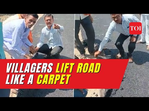 Major road scam in Maharashtra's Jalna: Villagers lift newly-made road like a carpet with bare hands