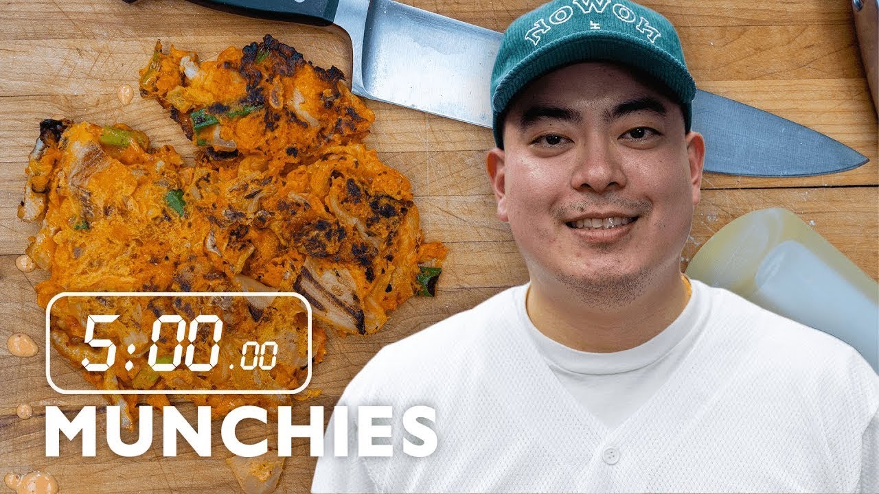 5 Minute Recipes - Blindfolded Kimchi Pancakes | Munchies