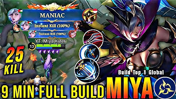 MIYA 1 HIT SAVAGE TUTORIAL BUILD 2025!💀 (100% AUTO KILL.) Miya Best Build & Emblem 2025!!! - MLBB🔥