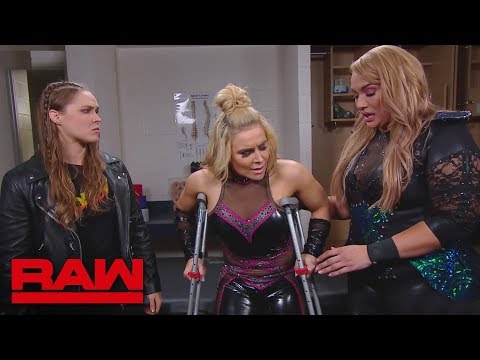 Nia Jax and Ronda Rousey check on Natalya in the trainer's room: Raw, June 4, 2018